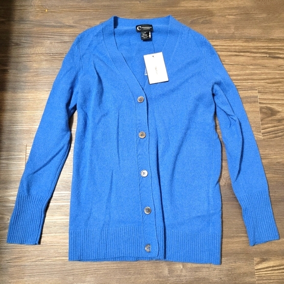 C By Designed Brand Cashmere Cardigan Sweater Size S Blue Grandpacore 1279 - Picture 1 of 3